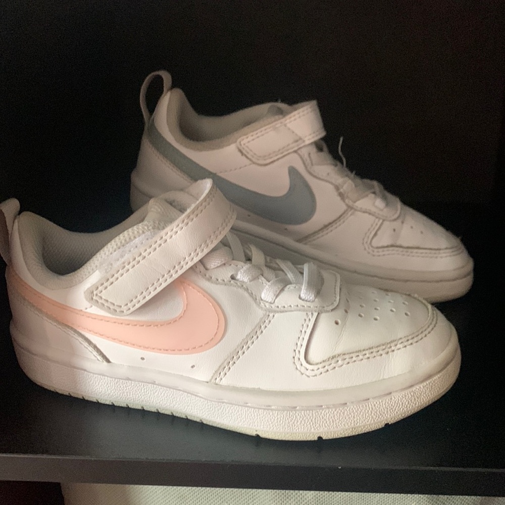 nike court borough low toddler pink & blue swoosh Shoes size 11c